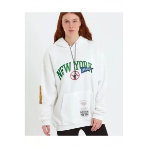 MDB Baskılı Kapüşonlu weatshirt  Beyaz