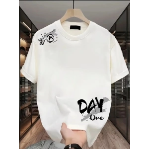 MDB Baskılı Oversize Bisiklet Yaka Tshirt  Beyaz