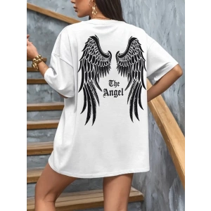 MDB Baskılı Oversize Bisiklet Yaka Tshirt  Beyaz