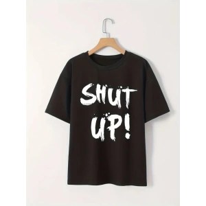 MDB Baskılı Oversize Bisiklet Yaka Tshirt  iyah