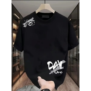 MDB Baskılı Oversize Bisiklet Yaka Tshirt  iyah