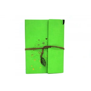 Defter Deri Kaplı Ağaç Baskılı Hediyelik