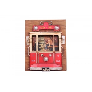 Dekoratif Metal Çerçeve Tramvay Dekorlu Vintage Ev Ofis Hediyelik