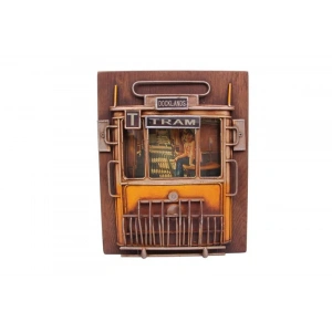 Dekoratif Metal Çerçeve Tramvay Dekorlu Vintage Hediyelik