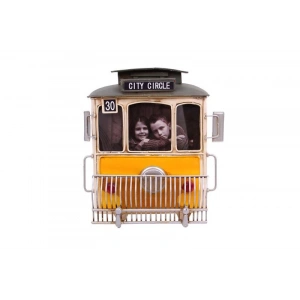 Dekoratif Metal Çerçeve Tramvay Temalı Vintage Hediyelik