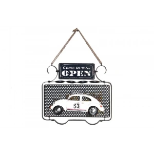 Dekoratif Metal Kapı Yazısı Araba Dekorlu Vintage Hediyelik