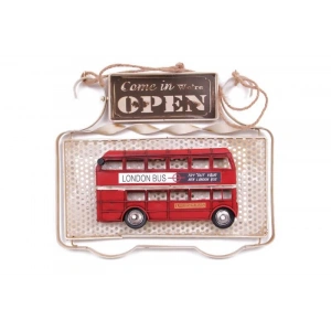 Dekoratif Metal Kapı Yazısı Londra Şehir Otobüsü Dekorlu Vintage Hediyelik