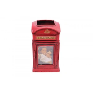 Dekoratif Metal Londra Telefon Kulübesi Kalemlik ve Çerçeveli