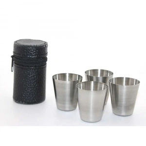 Deri Kılıflı 4Lü Shot Bardak Seti