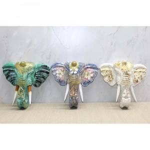 Duvara Asmalı Renkli Fil Kafası