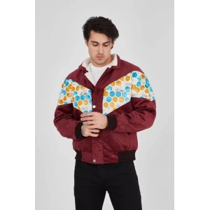 MDB Erkek İçi Astarlı İçten Yaka Kısmı Peluşlu Beyaz Şeritli Vintage Ceket  ürdüm