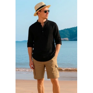 MDB Erkek Uzun Kollu Hakim Yaka Düğmeli Erkek Müslim Gömlek