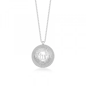 Gümüş Allah Yazılı Kadın Kolye
