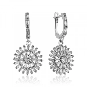 Gümüş Baget Taşlı Küpe