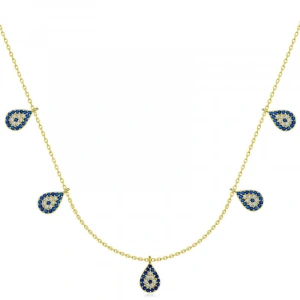 Gümüş Gold Nazarlı Şans Kadın Kolye