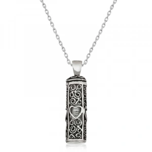 Gümüş Kalp Desenli Cevşen-ül Kebir Kolye