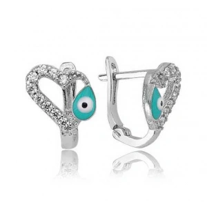 Gümüş Kalp Figürlü Çocuk Küpesi