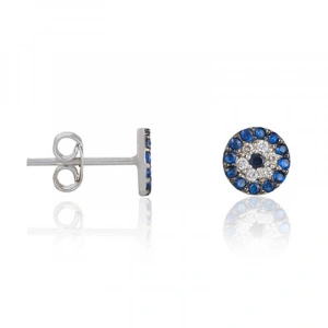 Gümüş Nazar Çivili Küpe