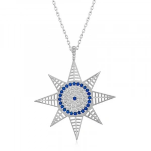 Gümüş Nazarlı Kutup Yıldızı Kadın Kolye