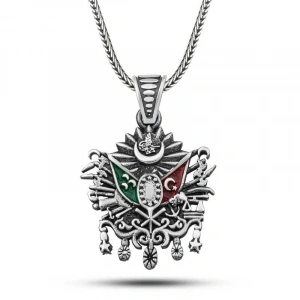 Gümüş Osmanlı Devlet Armalı Erkek Kolye