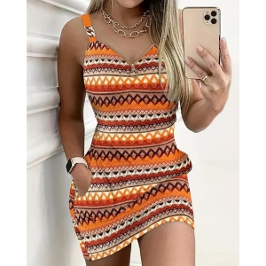 MDB Kadın Askılı Fermuarlı Cepli Süprem Mini Elbise