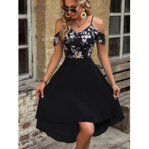 MDB Kadın Askılı Omuzlardan Açık üst Süprem Alt Ithal Krep Elbise