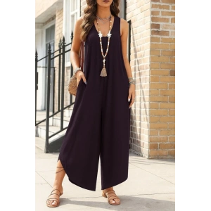 MDB Kadın Askılı Yuvarlak Yaka Cepli Salaş Uzun Viskon Tulum