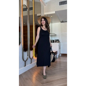 MDB Kadın Askılı Yuvarlak Yakalı Viskon Elbise