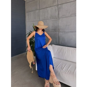 MDB Kadın çan Dokuma Kumaş V Yaka Asimetrik Kesim Elbise