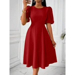 MDB Kadın Kısa Balon Kollu Bisiklet Yaka Kiloş Janjan Krep Elbise