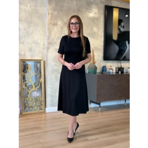 MDB Kadın Kısa Kollu Bisiklet Yaka Midi Viskon Iki Iplik Elbise