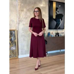 MDB Kadın Kısa Kollu Bisiklet Yaka Midi Viskon Iki Iplik Elbise