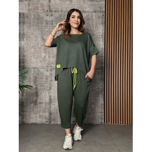 MDB Kadın Kısa Kollu Bisiklet Yaka Viskon Iki Iplik Bluz Ve Pantolon Ikili Takım