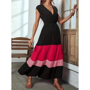 MDB Kadın Kısa Kollu Kruvaze Yakalı çok Renkli Aerobin Elbise