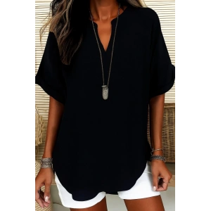 MDB Kadın Kısa Kollu V Yakalı Aerobin Bluz