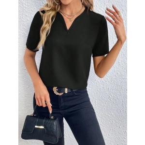 MDB Kadın Kısa Kollu V Yakalı Ithal Krep Elbise