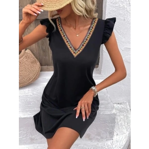 MDB Kadın Kısa Kollu V Yakalı Viskon Elbise