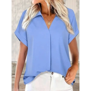 MDB Kadın Kısa Kollu Yakalı Uzun Sandy Bluz