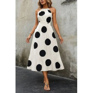 MDB Kadın Kolsuz Boyundan Bağlamalı Beli Lastikli Dijital Baskı Süprem Uzun Elbise