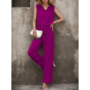 MDB Kadın Kolsuz V Yakalı Aerobin Bluz Ve Belden Kuşaklı Pantolon Ikili Takım