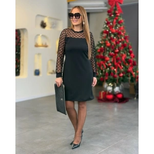 MDB Kadın Krep Kumaş Flok Detaylı Elbise