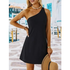 MDB Kadın Tek Omuz Askılı Krep Mini Elbise