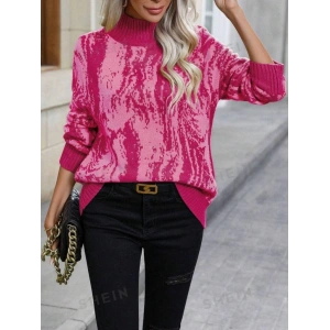 MDB Kadın Uzun Kollu Balıkçı Yaka çok Renkli Triko Bluz