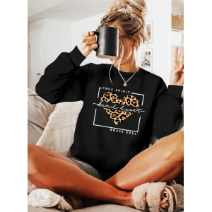 MDB Kadın Uzun Kollu Bisiklet Yaka Desenli Viskon Iki Iplik Bluz