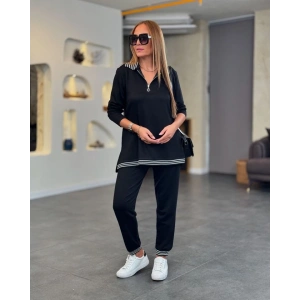 MDB Kadın Uzun Kollu Ribana Ve Fermuar Detay Bluz Ve Yüksel Bel Pantolon 2li Takım