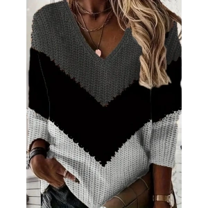 MDB Kadın Uzun Kollu V Yakalı Triko Bluz