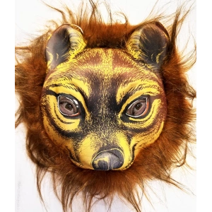 MDB Kahverengi Saçlı Kaplan Aslan Leopar Maskesi Mega Peluş 32 No