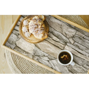 Kale Taş Duvar Desenli Kendinden Yapışkanlı 3D Duvar Raf Kapı Kaplama Kağıdı 3 Metre 60 Cm