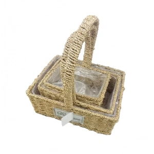 MDB Kare Doğal Hasır Sepet Seti - 3lü