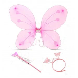 Kelebek Kız Seti – 50 cm Kelebek Kanadı, Taç ve Asa